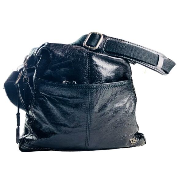 The Sak Womens Boho Black Leather Crossbody Purse Shoulder Bag Adjustable - Picture 10 of 12